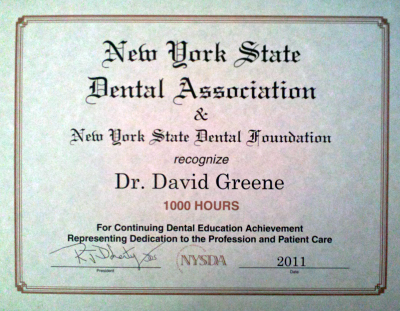 Dr. David M. Greene, DMD of Scarsdale Dental Spa Receives CE Award